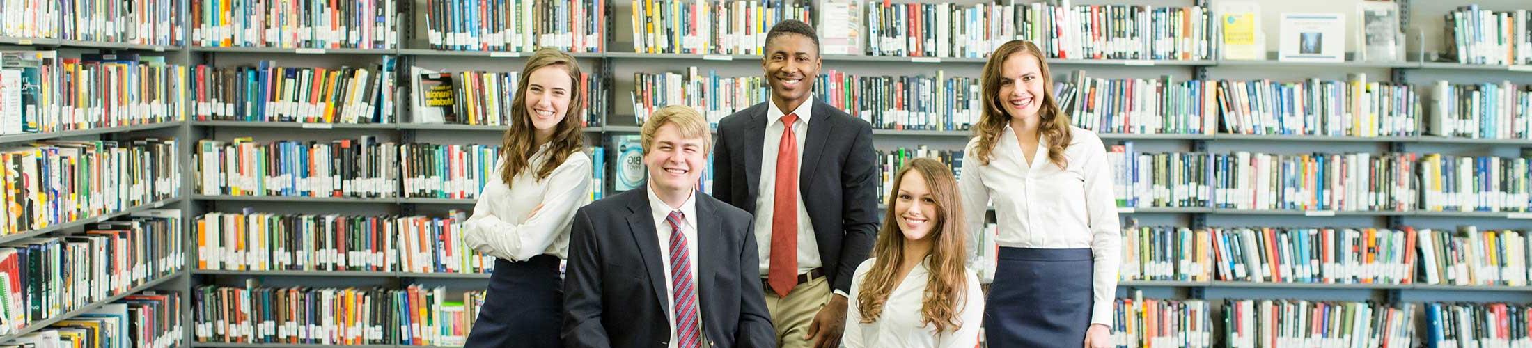 group of students in library